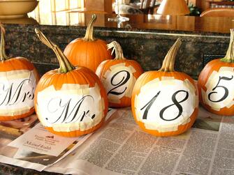 Personalized Pumpkins for Maine Barn Wedding