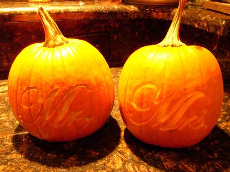 Mr. and Mrs. Personalized Pumpkins Maine Barn Wedding