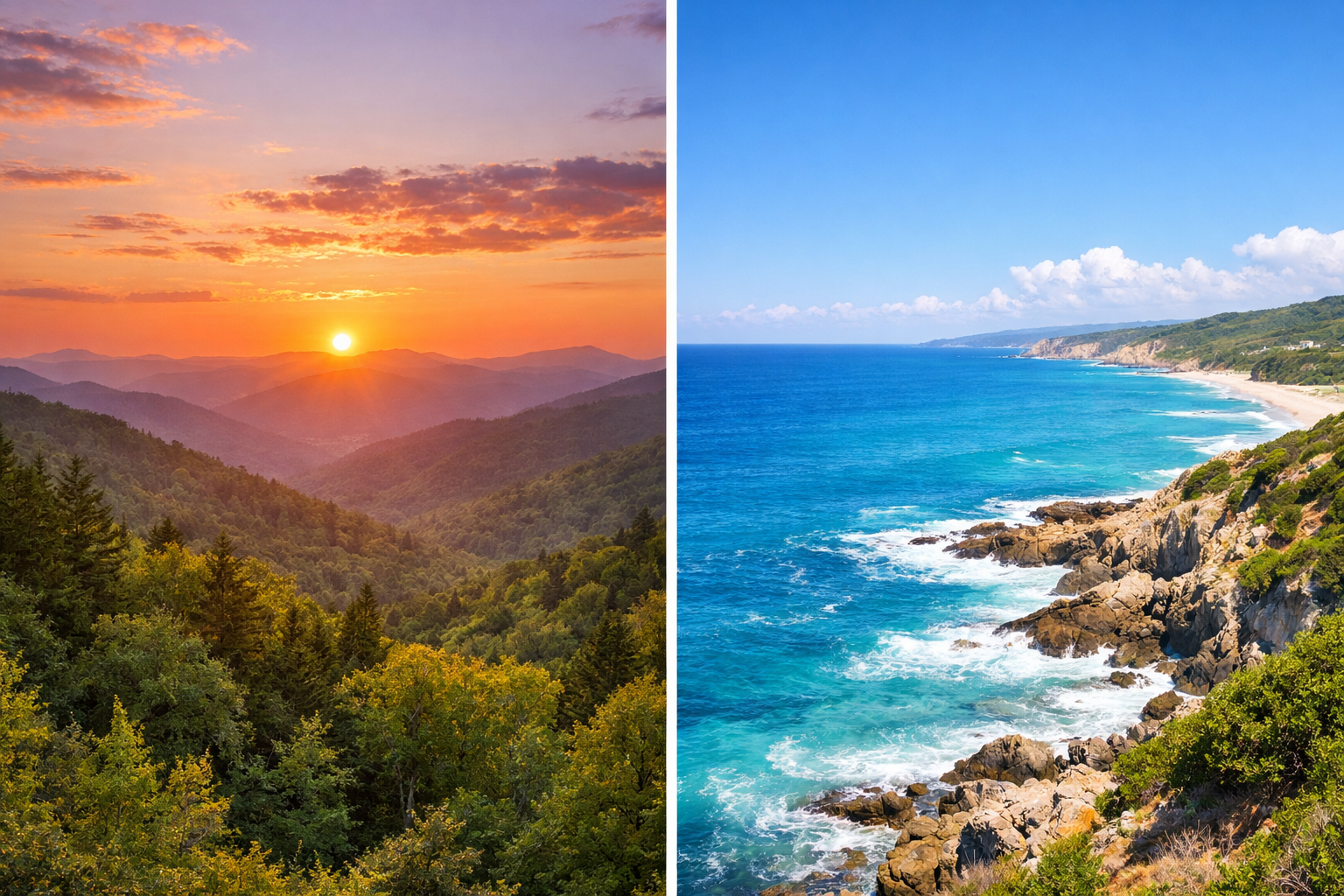 Wooded Mountain Sunset and Coastal Ocean View-1