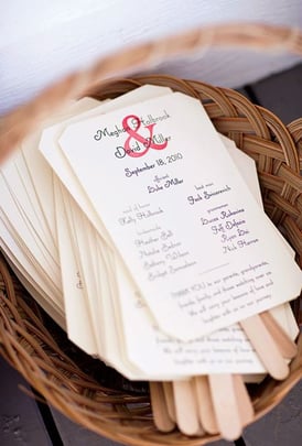 wedding planning, wedding tips, rustic wedding, maine, new england, DIY, programs, fan