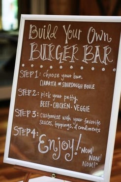 burgers, burger bar, build your own, wedding, catering, wedding ideas, appetizers